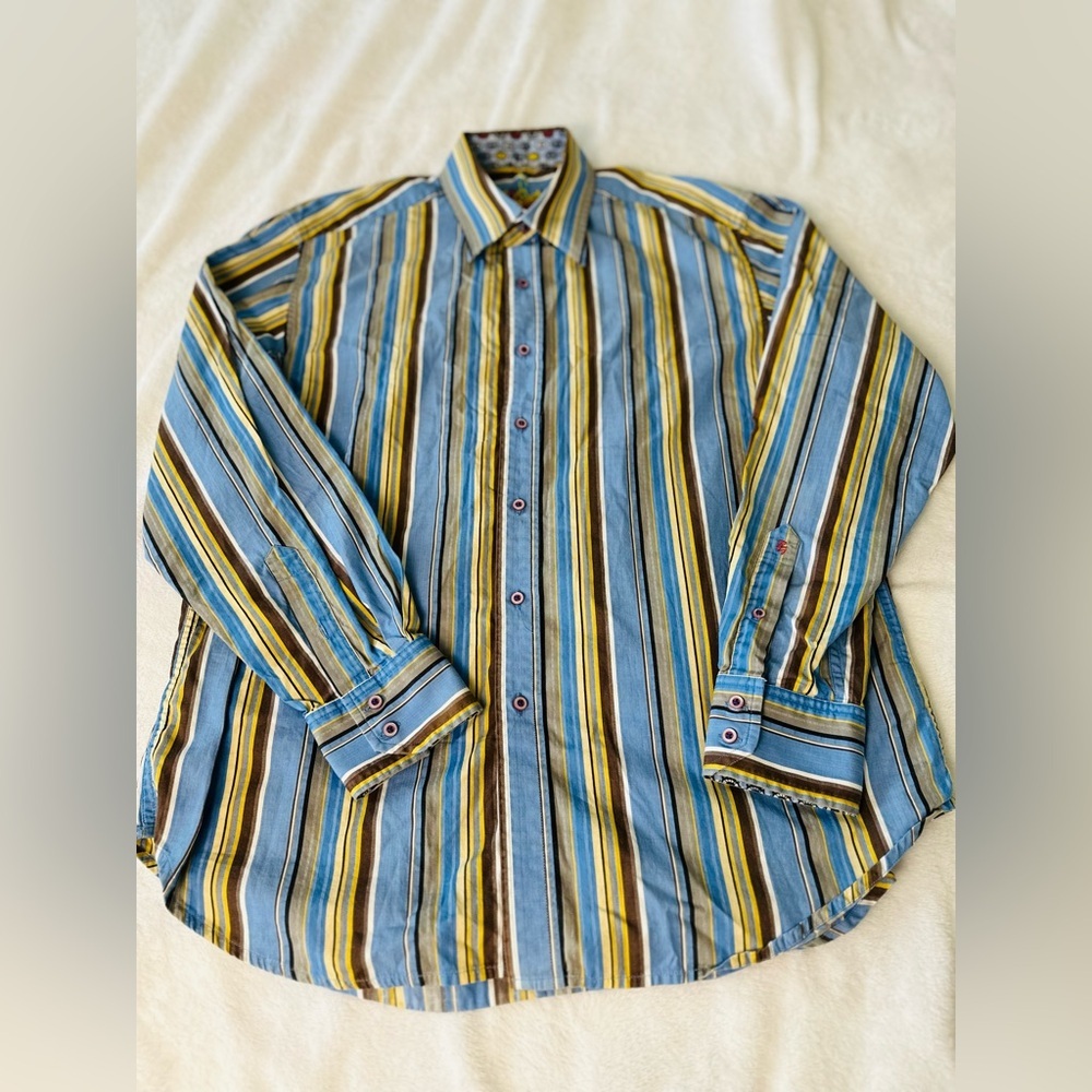 Robert Graham’s Men's Striped Long Sleeve Button- Up Shirt Size Large
